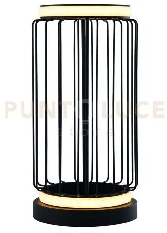 Lampada da terra circolo cage - metallo nero e silicone bianco