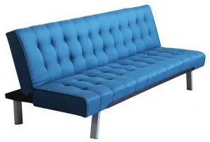 Divano Letto con Struttura in Metallo e Legno in due colori, Blu Melange