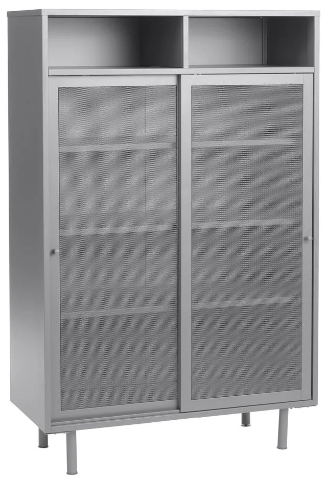 Armadietto grigio in metallo con ante scorrevoli 90x140x40 cm Veep – Unique Furniture