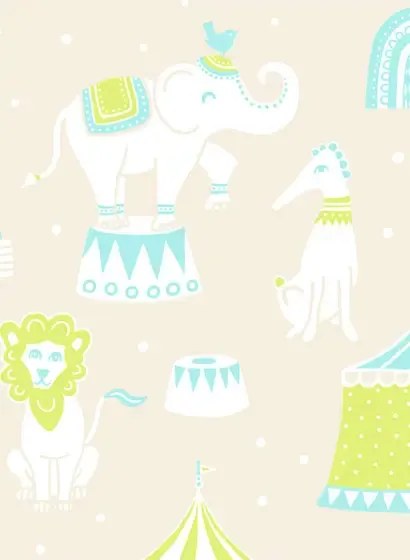 Majvillan Tapete Circus - Beigegrey/ Turquoise/ Green/ White