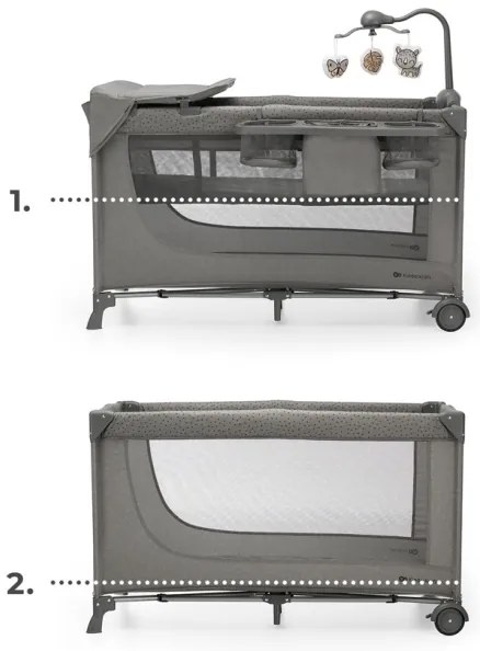 KINDERKRAFT - Culla da viaggio JOY 2 con accessori grigio