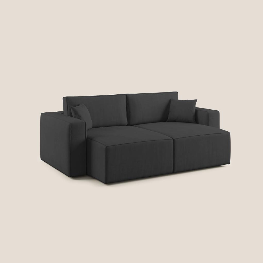 Morfeo divano con seduta estraibile in morbido tessuto impermeabile T02 nero 215 cm