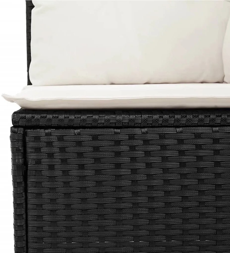 Set Divani da Giardino con Cuscini 7pz Nero Polyrattan