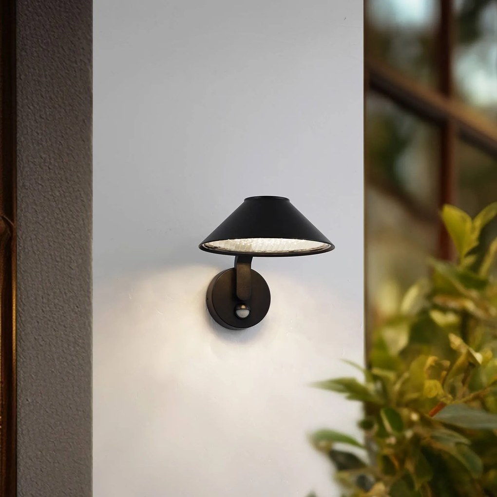 Lindby Applique a LED Capelo, nero, alluminio, sensore, Ø20cm