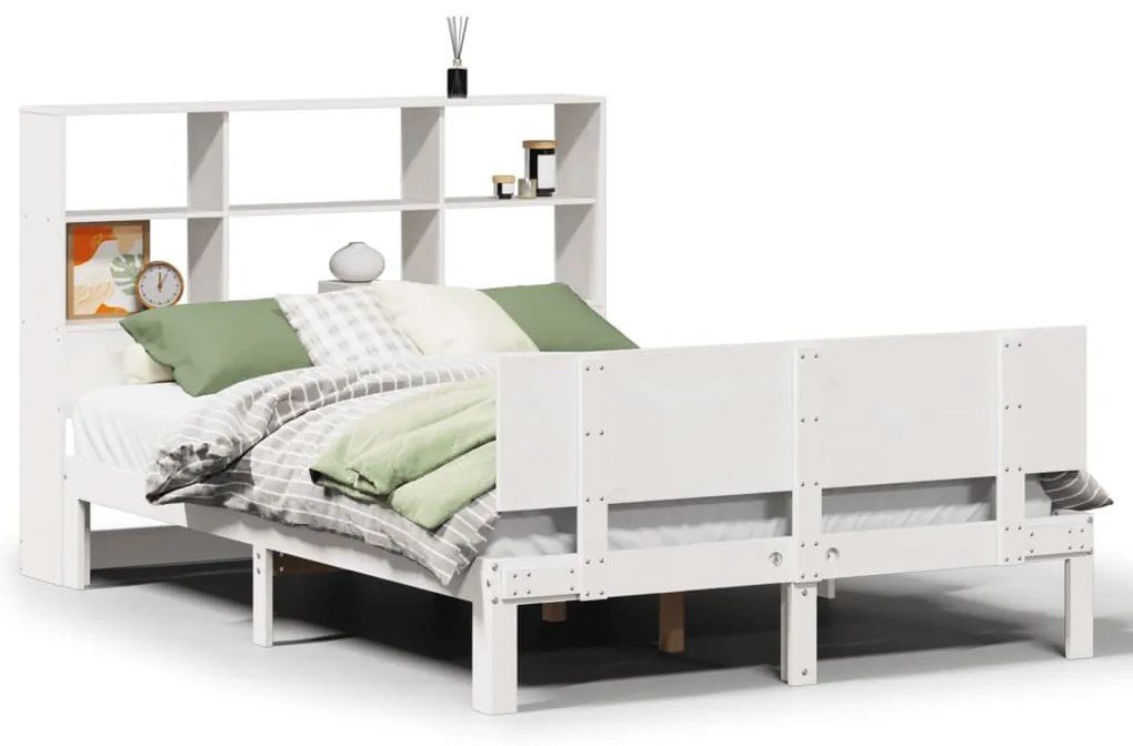 Letto libreria senza materasso bianco 140x200 cm legno di pino