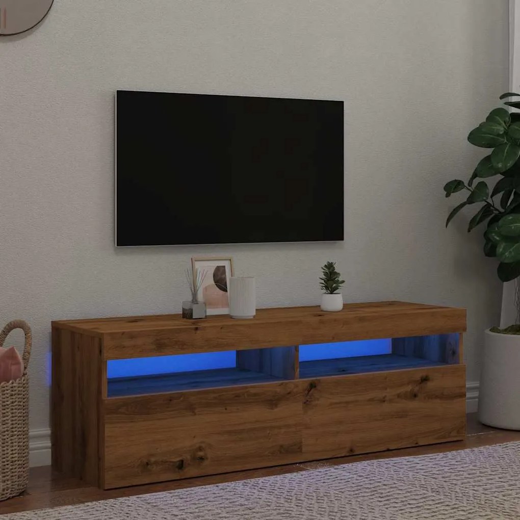 Mobile Porta Tv Con Led Artigianale 120x35x40 Cm Multistrato /