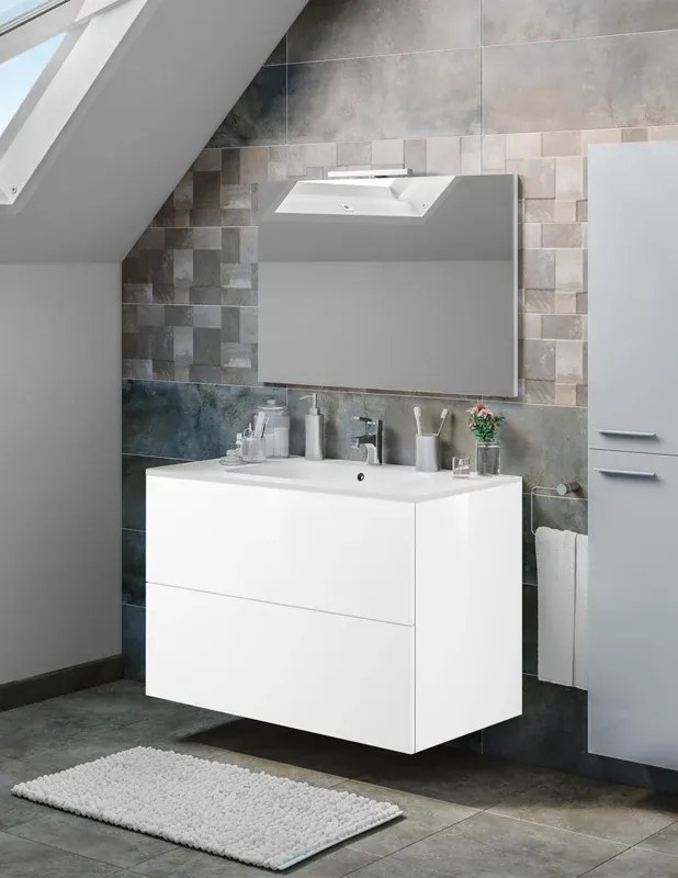 Mobile sottolavabo e lavabo Neo per vasca centrale bianco L 90 x H 64 x P 48 cm 2 cassetti