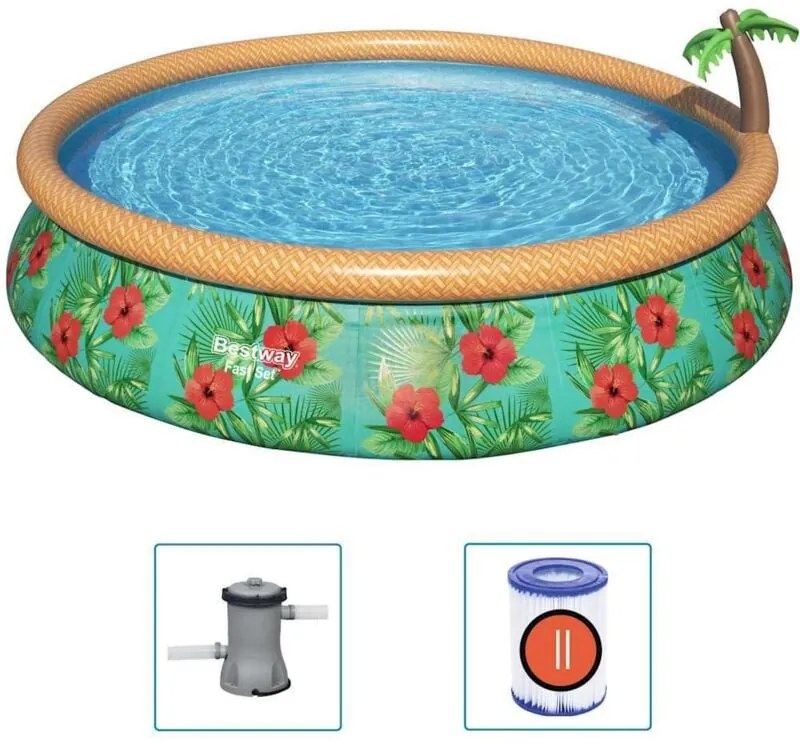 Bestway - Fast Set Piscina Gonfiabile Paradise Palms 457x84 cm