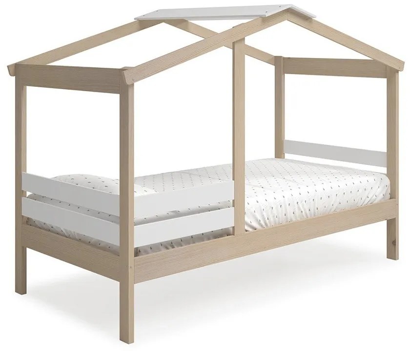 Letto bianco/naturale in pino 90x190 cm Angel - Marckeric