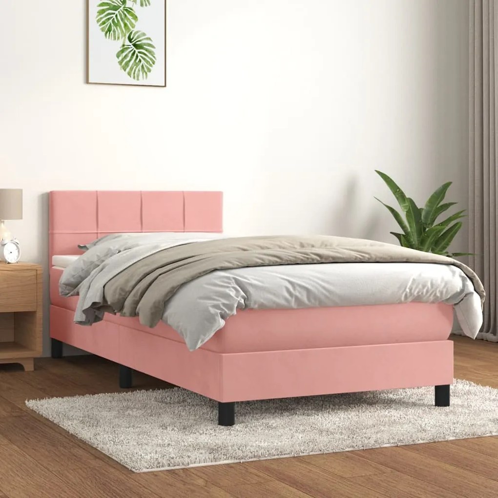 Giroletto A Molle Con Materasso Rosa 100x200 Cm İn Velluto /