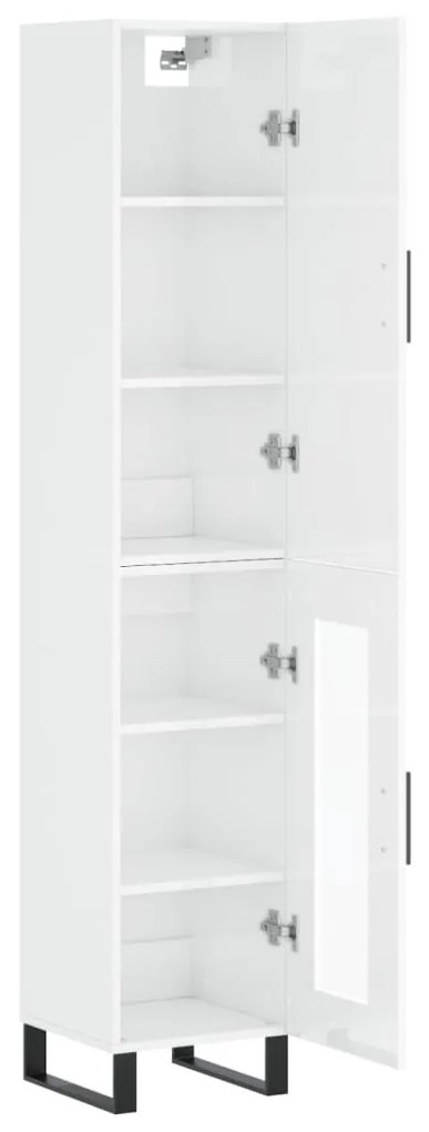 Credenza 34,5x34x180 cm in Legno Multistrato Bianco Lucido