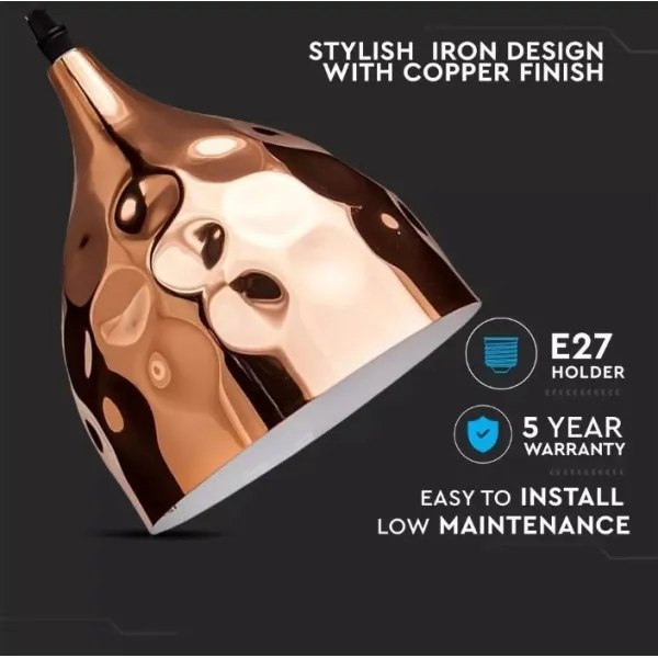 Lampadario su filo 1xE27/60W/230V oro rosato