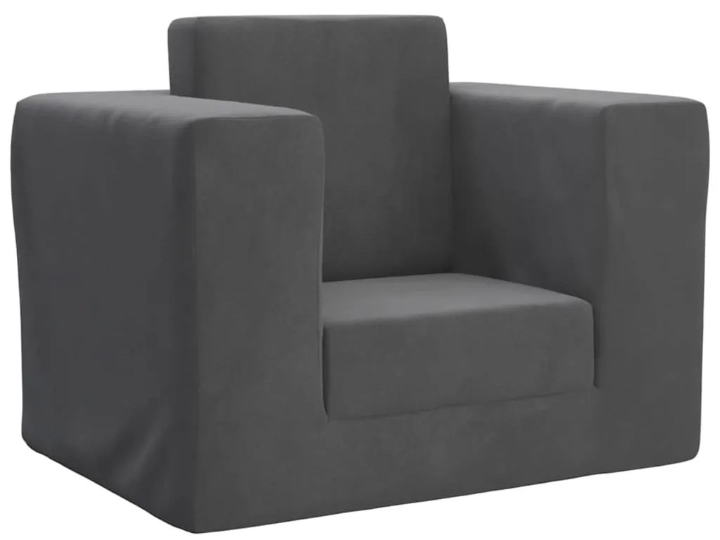 Divano Letto Per Bambini Antracite İn Morbido Peluche /