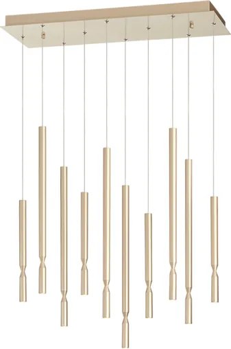 Lampada a sospensione LED a 10 Luci in metallo 70 cm verniciato Oro TUBIC