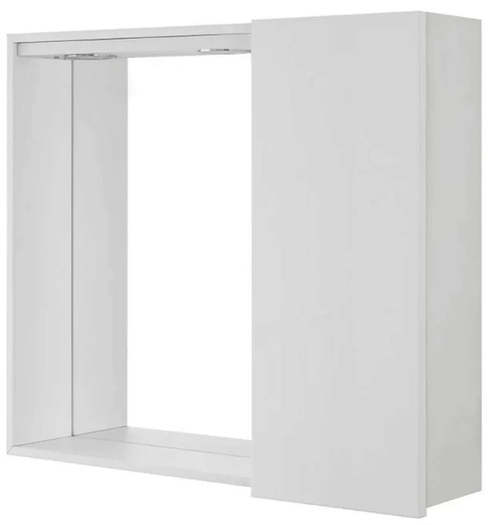 Specchio Contenitore 68x61 Cm Un'Anta Con Illuminazione Led Feridras "Mondo 2.0" Bianco/Bianco Laccato