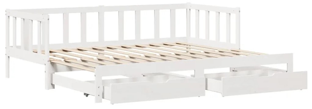 Dormeuse letto estraibile e cassetti bianco 90x190cm legno pino