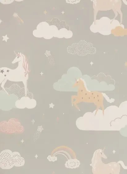 Majvillan Carta da parati Rainbow Treasures - Mud Grey