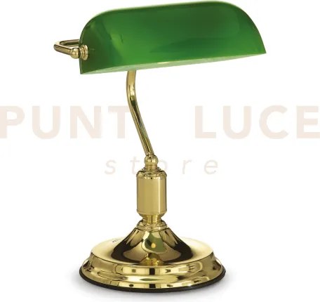 Lawyer lampada da scrivania ottone vetro verde 1 luce attacco e27