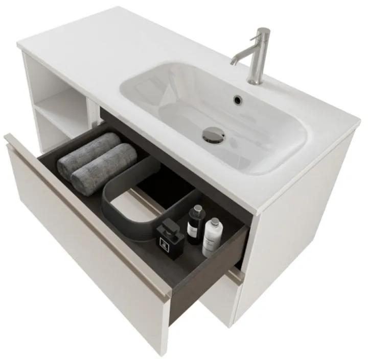 Mobile bagno sospeso 100 cm Master bianco con lavabo e specchio