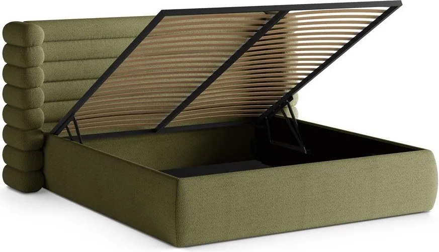 Letto matrimoniale imbottito verde con contenitore con rete inclusa 180x200 cm Mount – Micadoni