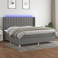 Letto a Molle Materasso e LED Grigio Scuro 200x200cm in Tessuto 3139222