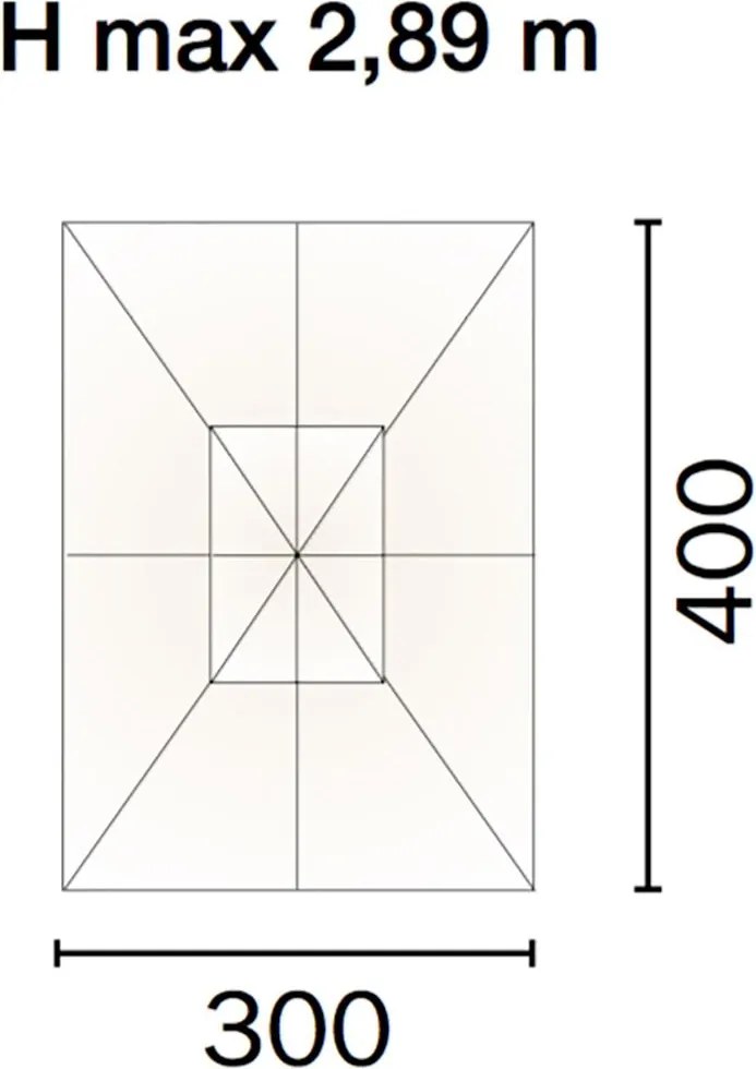 Ombrellone da Giardino 3x4 m Palo Ø48 mm in Legno Vorghini De Lux Ecrù...