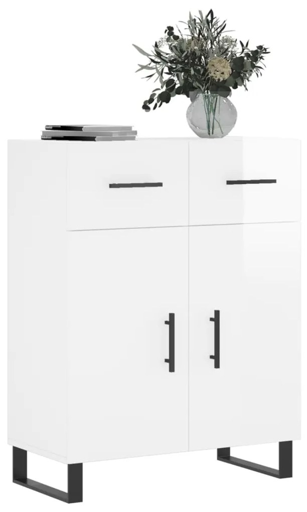 Credenza 69,5x34x90 cm in legno multistrato bianco lucido