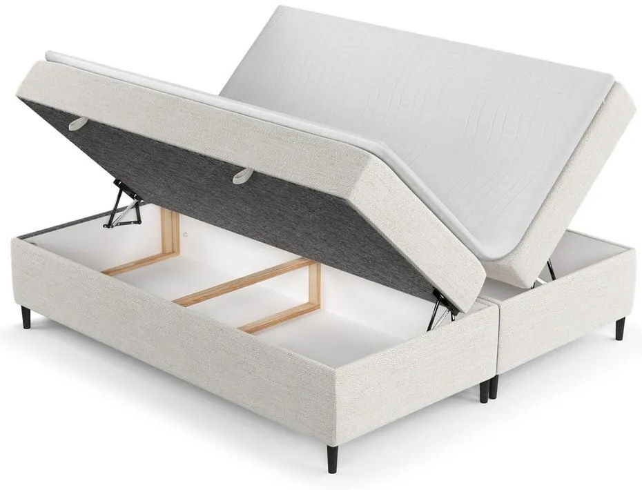 Letto boxspring crema con contenitore 140x200 cm Araya - Maison de Rêve