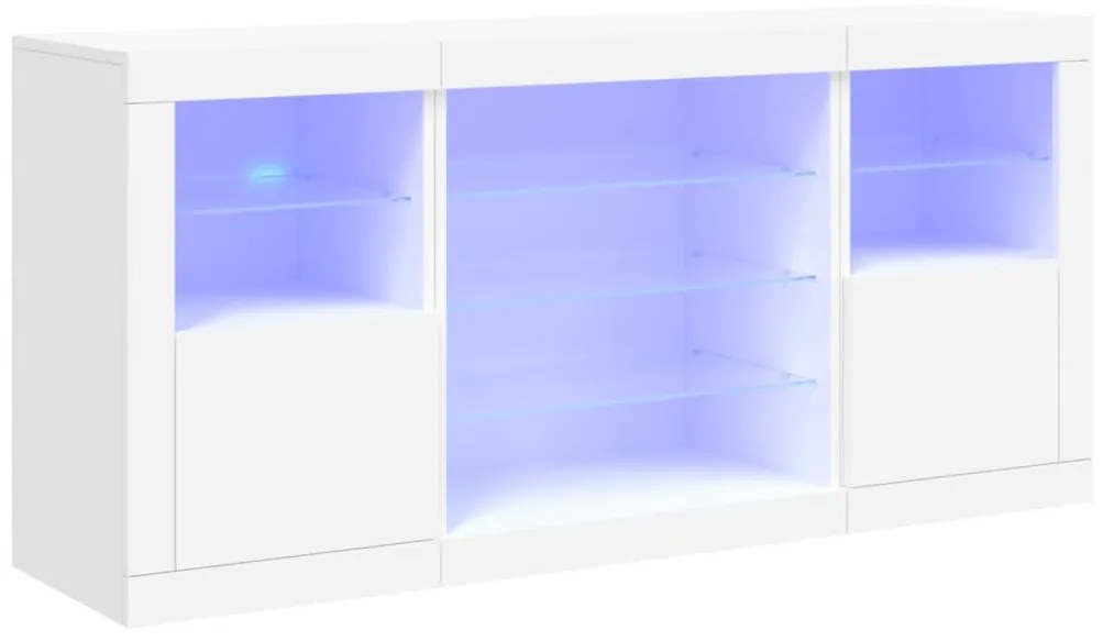 Credenza con luci led bianca 142,5x37x67 cm