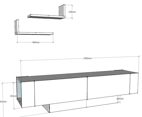 Televisore bianco 150x42 cm Matera - Zena Home