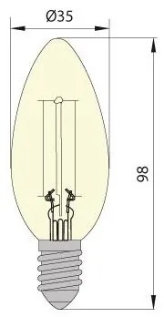 Lampadina LED CLASIC AMBER C35 E14/5W/230V 2200K -  Brilagi