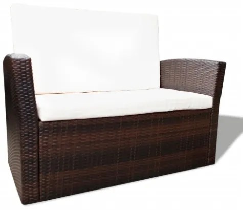 Set Divani da Giardino 4 pz con Cuscini in Polyrattan Marrone