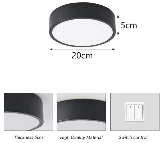 Brilagi - Plafoniera LED POOL LED/18W/230V 3000/4500/6000K Ø 20 cm, nera