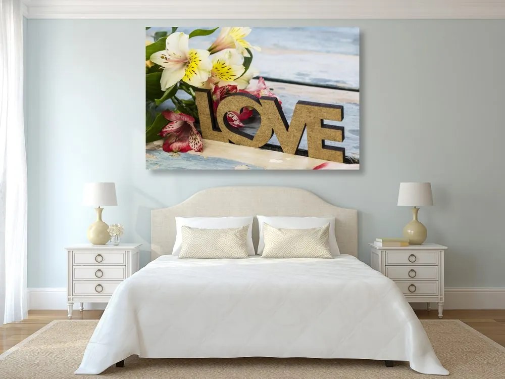 Stampa su tela – Con scritta in legno Love