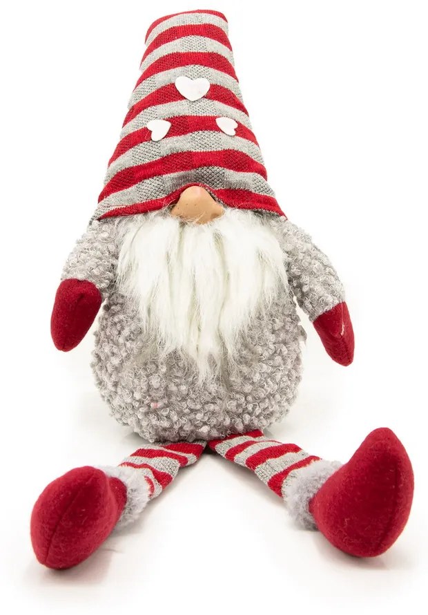 Gnomo di Natale 50cm cappello di colore Rosso e Grigio Wisdom