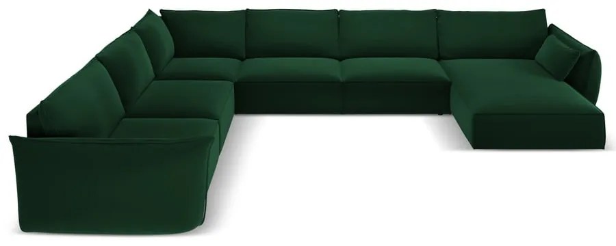 Divano angolare verde scuro (con penisola a sinistra/a U) con rivestimento in velluto Vanda – Mazzini Sofas