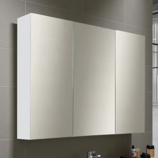 Specchio contenitore bagno a 3 ante 80xh60 cm in legno Bianco Opaco