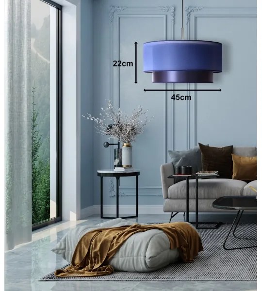 Duolla - Lampadario a sospensione con filo NANTES 1xE27/15W/230V diametro 45 cm blu/argento