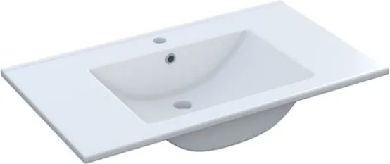 Mobile bagno sospeso 80 cm con colonna, lavabo e specchio bianco laccato - Aruba 94613