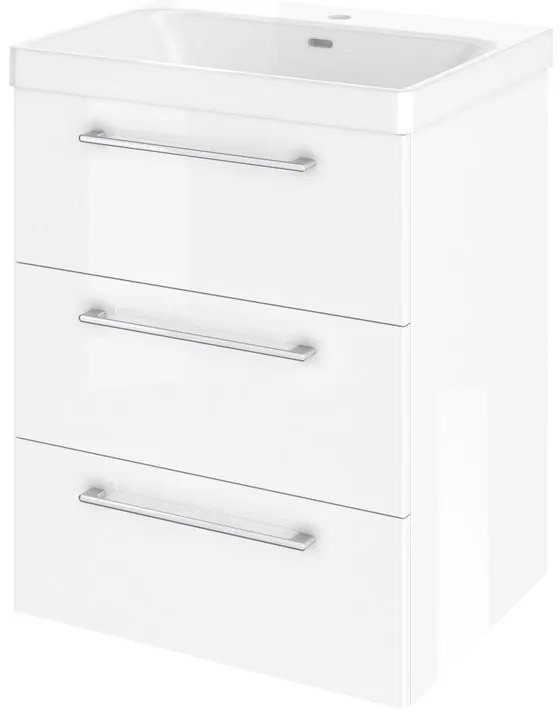 Mobile da bagno sospeso sotto lavabo L 60 x H 73 x P 46 cm bianco laminato lucido, 3 cassetti SENSEA Remix
