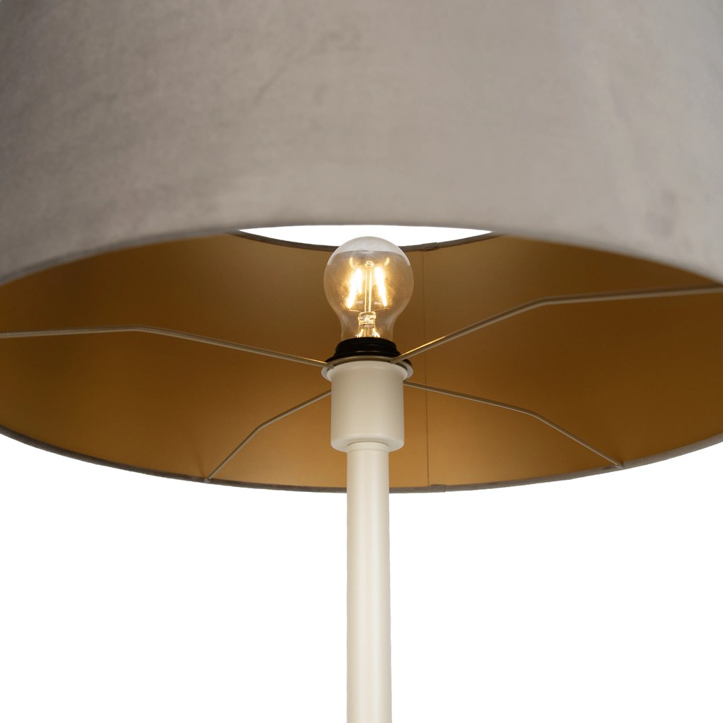 Lampada da terra Japandi beige con paralume color tortora e interno dorato 50 cm - Simplo