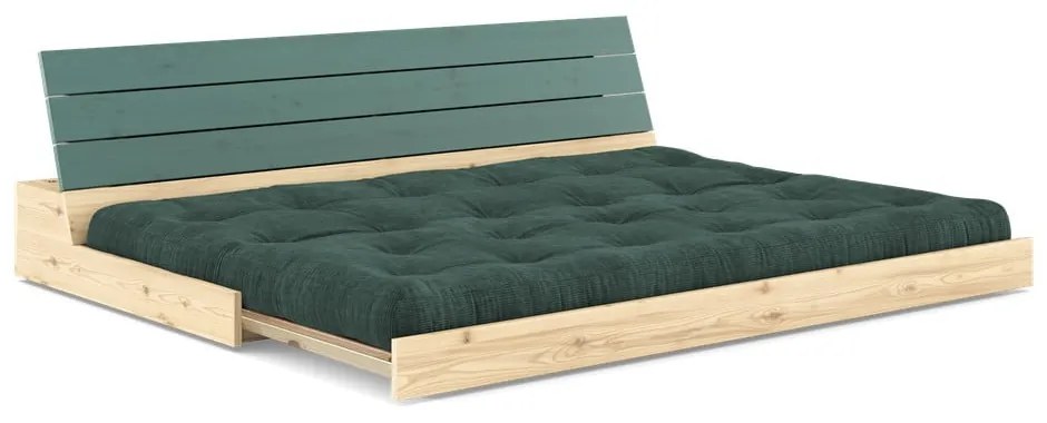 Divano letto in velluto a coste verde scuro 196 cm Base - Karup Design