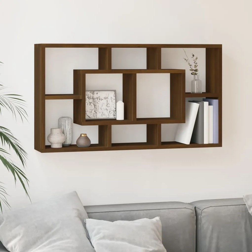 Scaffale A Muro 8 Scomparti Rovere Marrone /