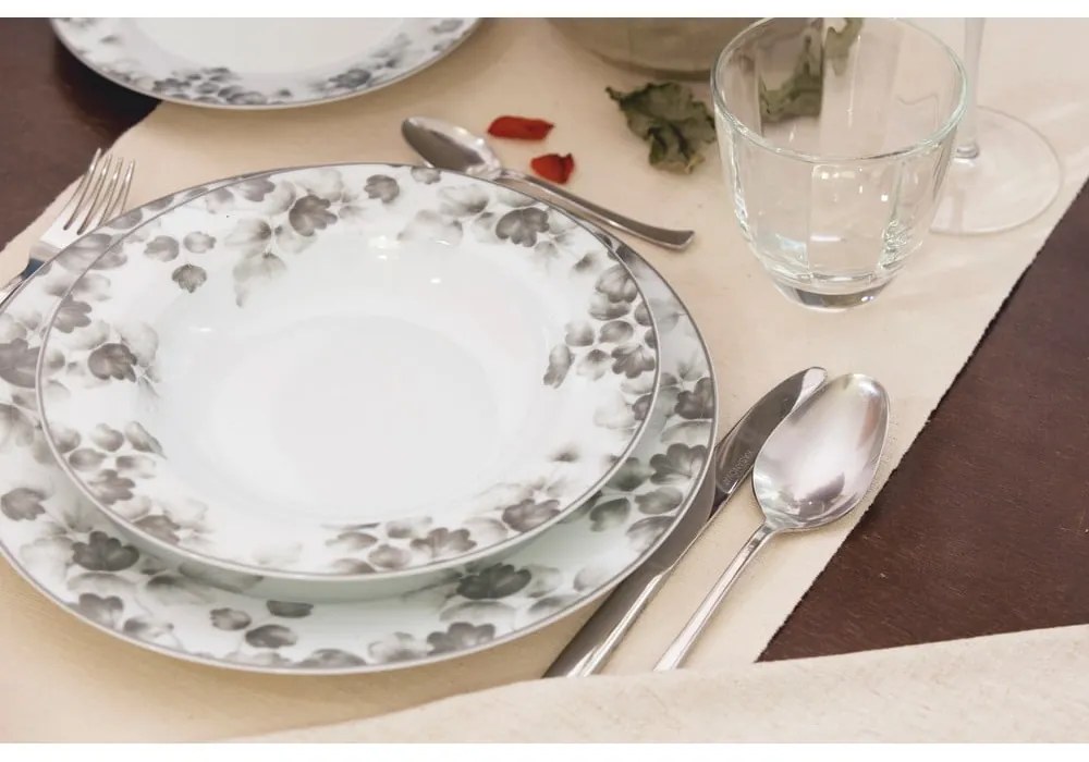 Set di 6 piattini da dessert in porcellana bianco e grigio chiaro ø 19 cm Foliage gray - Villa Altachiara
