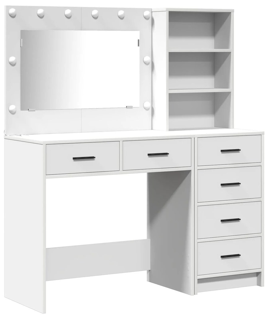 Set toeletta a 2 pezzi con led in legno bianco ingegnerizzato
