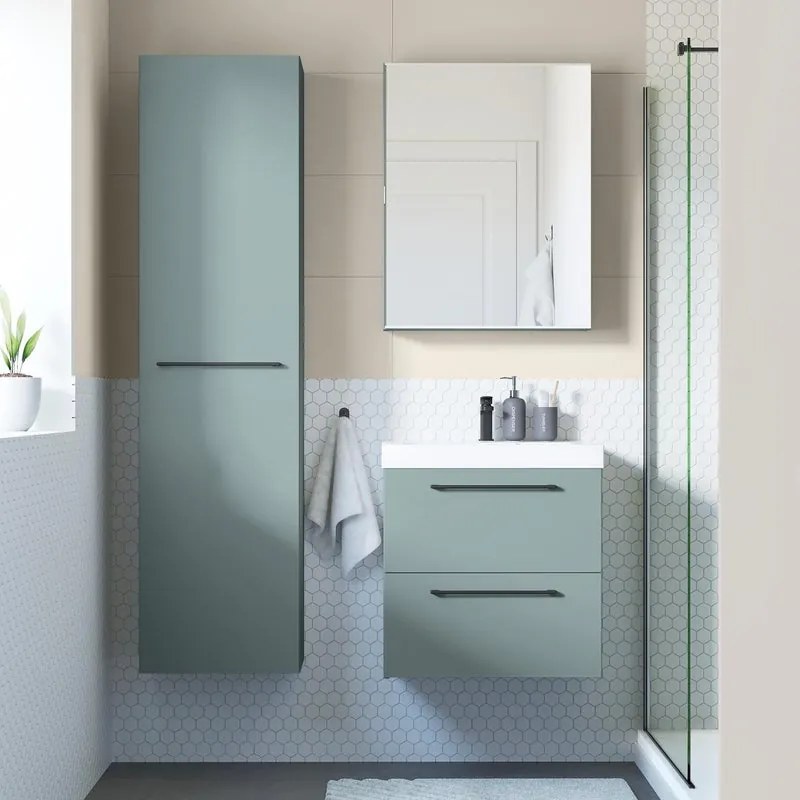 Mobile da bagno sotto lavabo Remix verde opaco L 60 x H 58 x P 46 cm 2 cassetti, lavabo non incluso