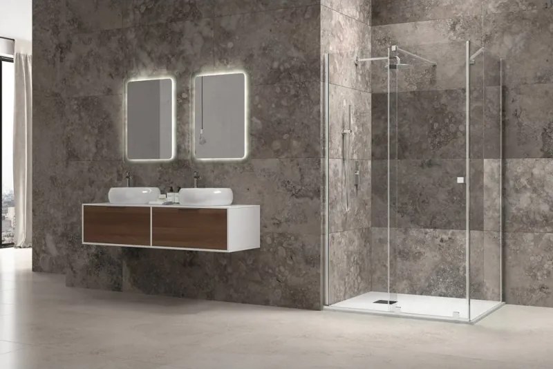 Kamalu - Box doccia 50x120 senza telaio fisso e porta scorrrevole | KNM4000W-C