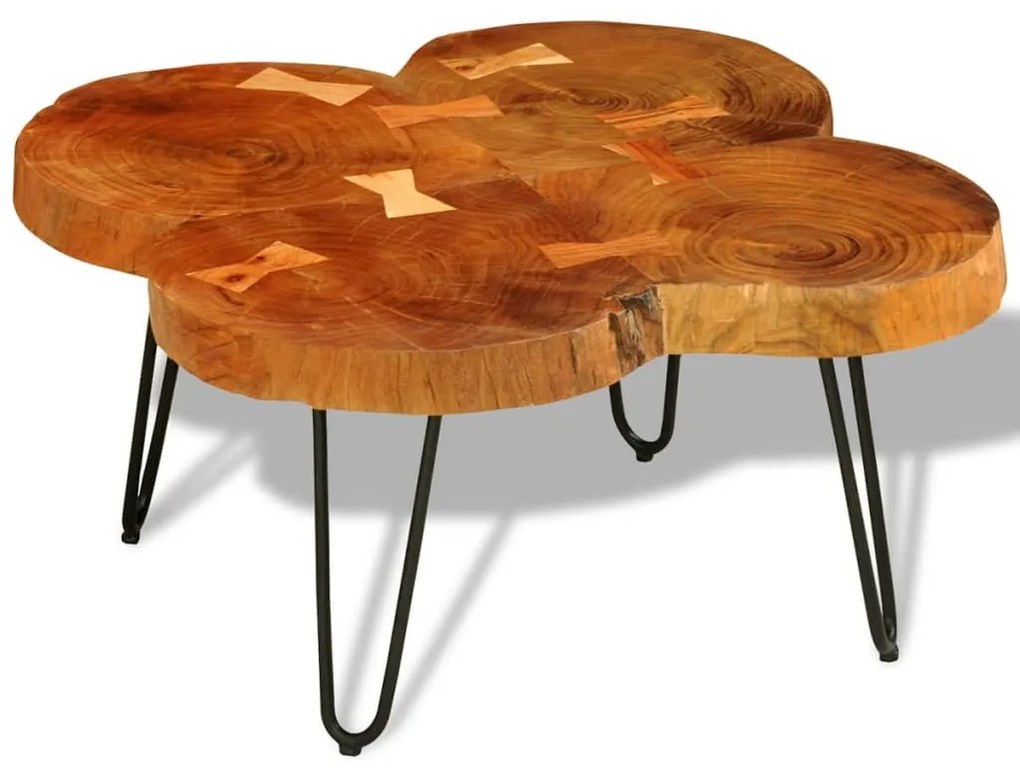 Tavolino Da Caffè 35 Cm 4 Tronchi İn Legno Massello Di Sheesham /