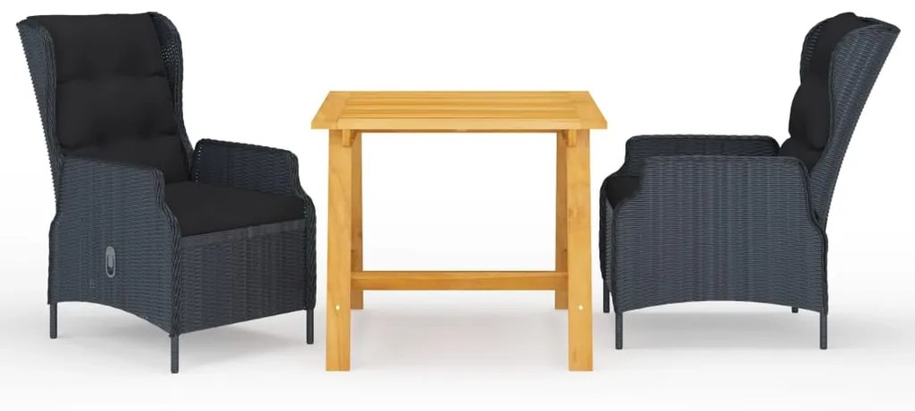 Set Mobili Da Pranzo Per Giardino 3 Pz Grigio Scuro /