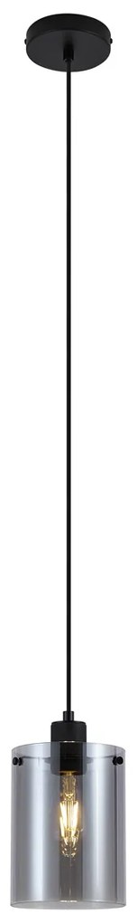 Lampada a sospensione di design nera con vetro fumé - Domo